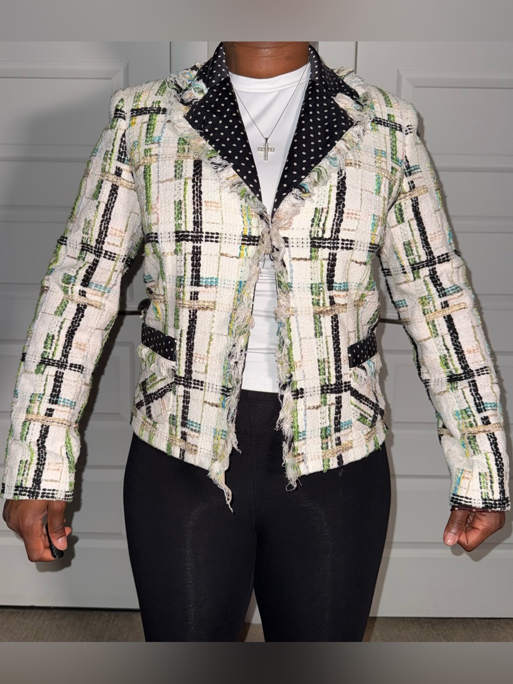 Dana Buckman Tweed Polka Dot Blazer